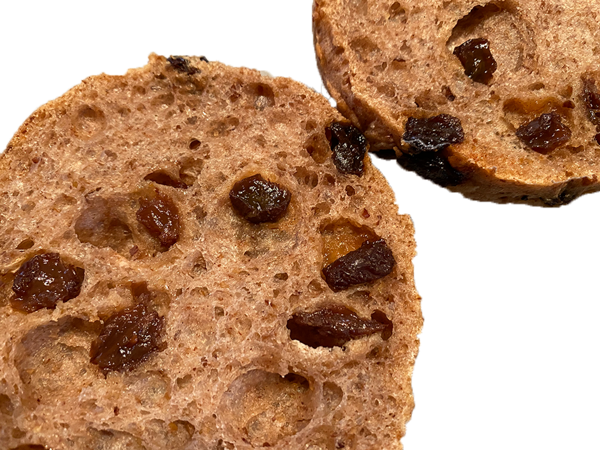 Gluten-free vegan cinnamon raisin bagels, packed with raisins, made in our dedicated gluten free bakery in Arvada, CO U.S.A.