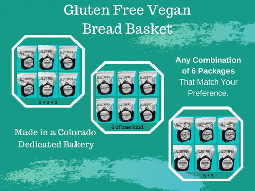 Choose from 6 full size packages of Gluten Free Things premium brand gluten-free vegan breads.   Now you can purchase any combination of your favorite gluten-free vegan bread.    When you purchase our Bread Basket or Emergency Survival Kit you're SAVING BIG at just $4.00 per package.  WOW!