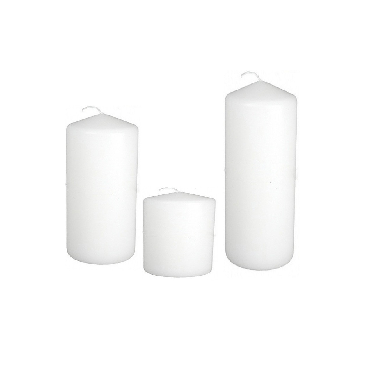 Assorted Vase Fit Pillar Candle Set – 3 Pack (3x4, 3x6, 3x8) – A