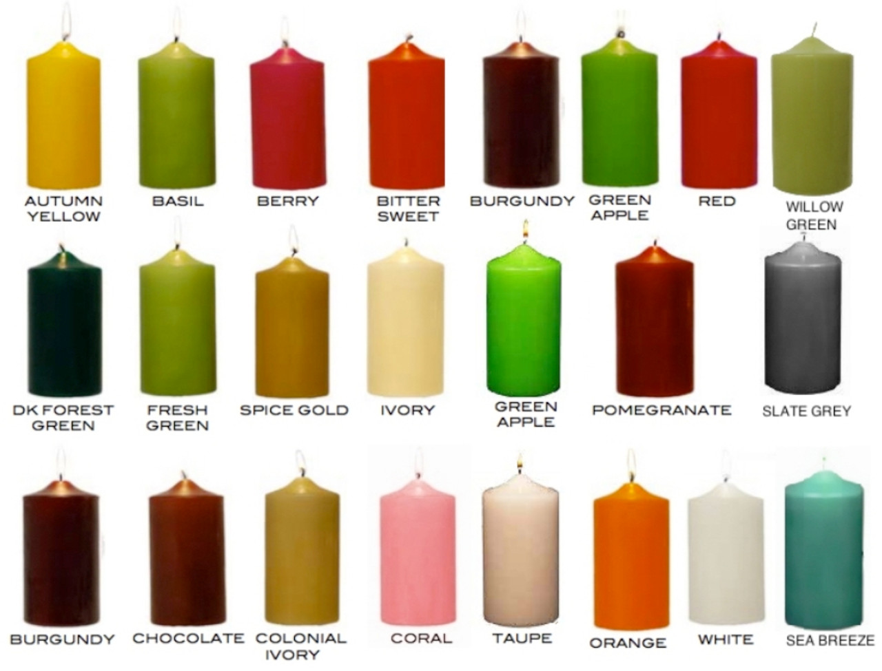 3 X 6 Inch Round Unscented Wholesale Colored Pillar Candles