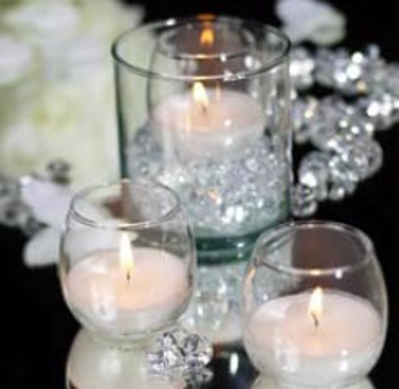 100 clear glass white wax table function reception votive embedded candles  6cm