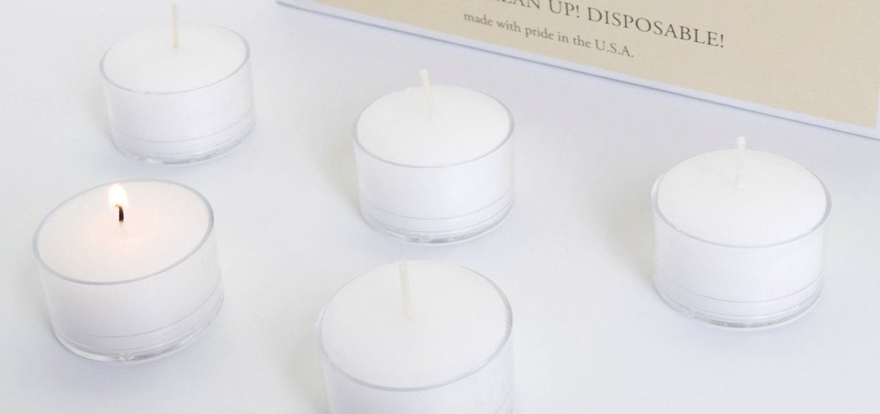 Tealight Candle - White in Clear Cup - 125/box