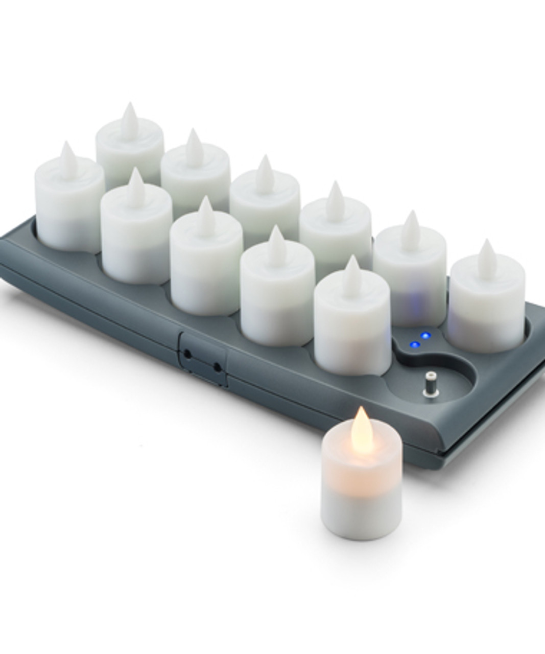 Value System Flameless Set: (12) Amber LED Candles, (1) Charging Tray, (1) USB Power Supply - D'light Online Inc