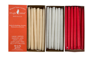 15 Inch  Hand-Dipped Wholesale Taper Candles Bulk Dripless - Smokeless (144 Pieces of The Same Color Per case)  With Self-Fitted End