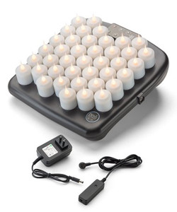 Hollowick Nexis Flameless Rechargeable Set: (40) Candlelight LED Candles, (1) Charging Tray, (1) Magnetic Cord and US Power Supply, (1) Remote Magnetic Control