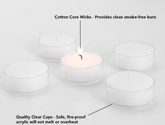 5 hour Clear Cupped Unscented White Tealight Candles in Clear Plastic Cups for Home Decor, Wedding, Holiday, Shabbat, Restaurants, Spa or as a Emergency Candle - Set of 500 