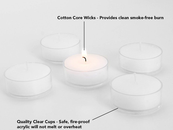 5 hour Clear Cupped Unscented White Tealight Candles in Clear Plastic Cups for Home Decor, Wedding, Holiday, Shabbat, Restaurants, Spa or as a Emergency Candle - Set of 125