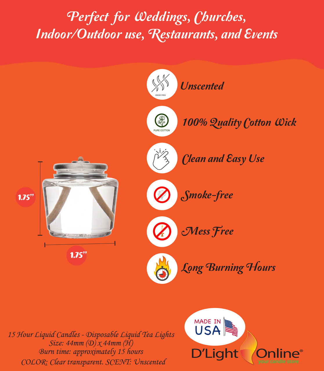 Disposable Liquid Candles - Liquid Paraffin Fuel Cells - D'light