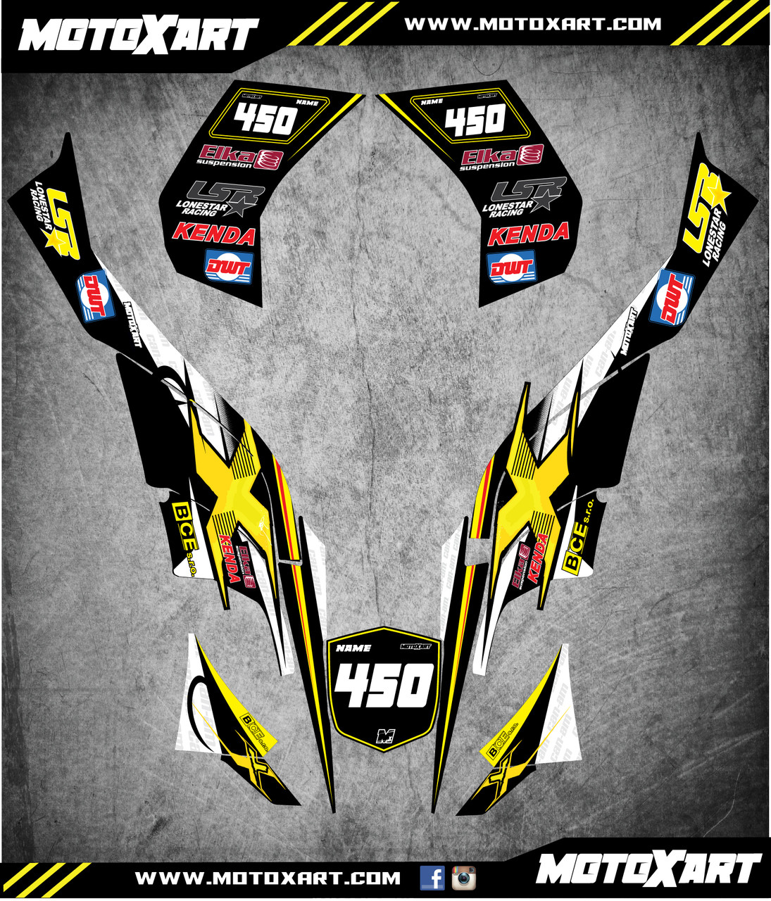 QUAD ATV Full custom graphics kit THRUST Style Sticker Kit MotoXart