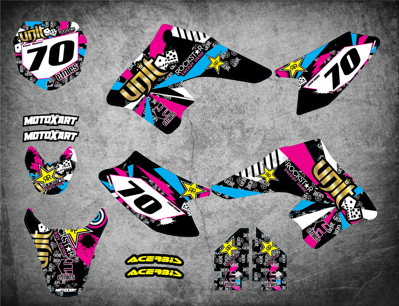 JR 80 / DRZ 70 RUSH Style Full Sticker Kit - MotoXart