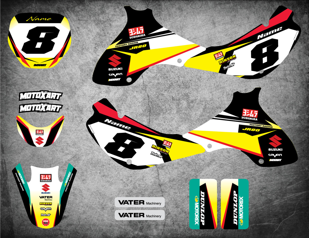 JR 80 / DRZ 70 FIRE Style Full Sticker Kit - MotoXart JR 80 / DRZ 70 FIRE Style Full Sticker Kit - MotoXart