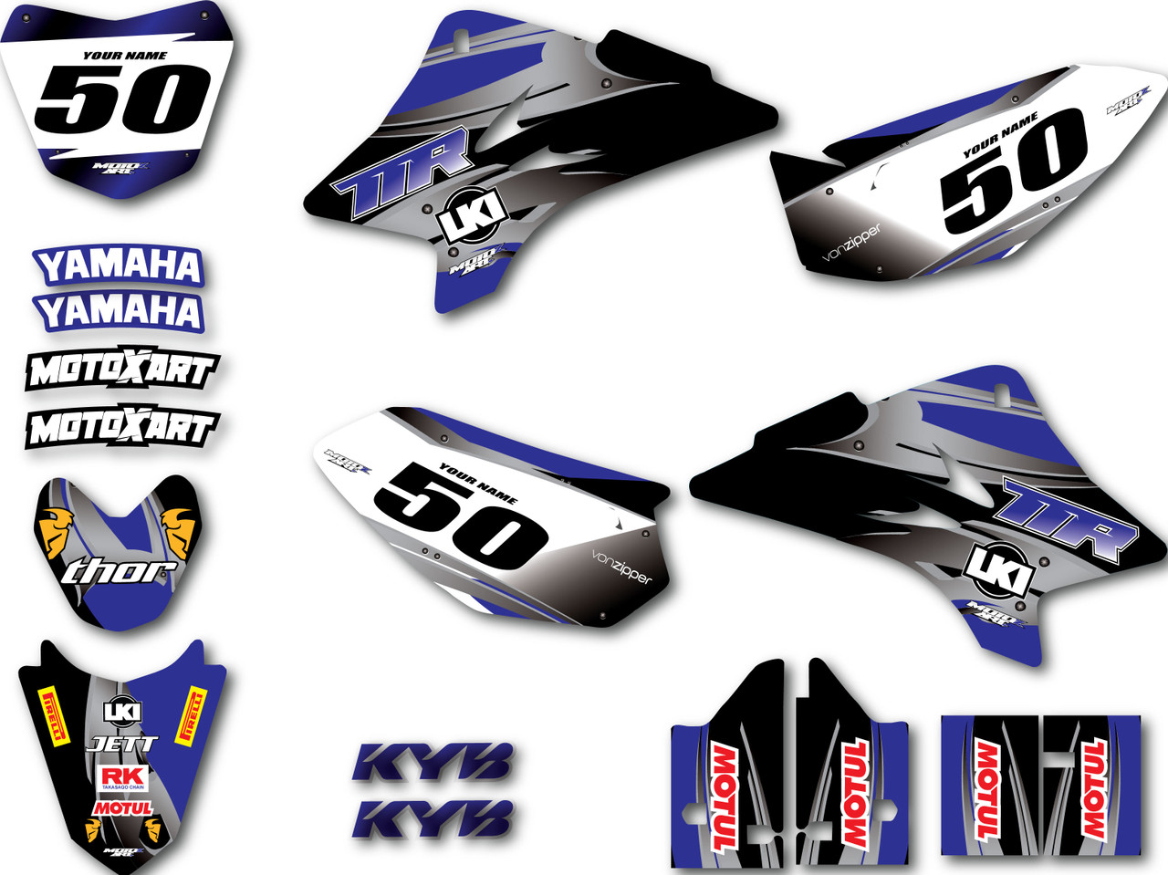 Kit 2 Yamaha Stickers Written Mm.300xmm.75 Decals Stickers