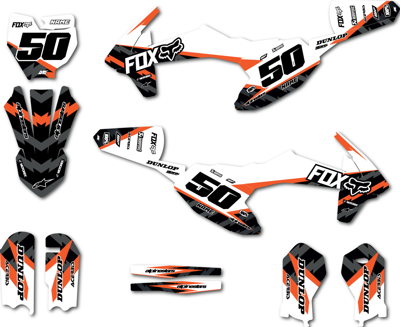 Kit Déco Moto Cross Eraser Fluo KTM 50 SX Jaune FINITION BRILLANT