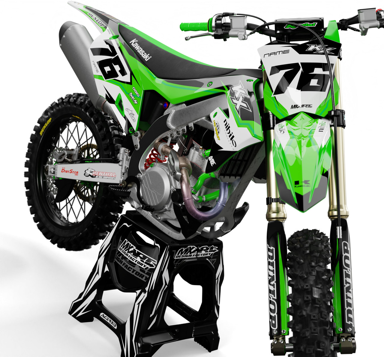 Premium Kawasaki KDX 50 sticker kits :: MXart :: Factor Green