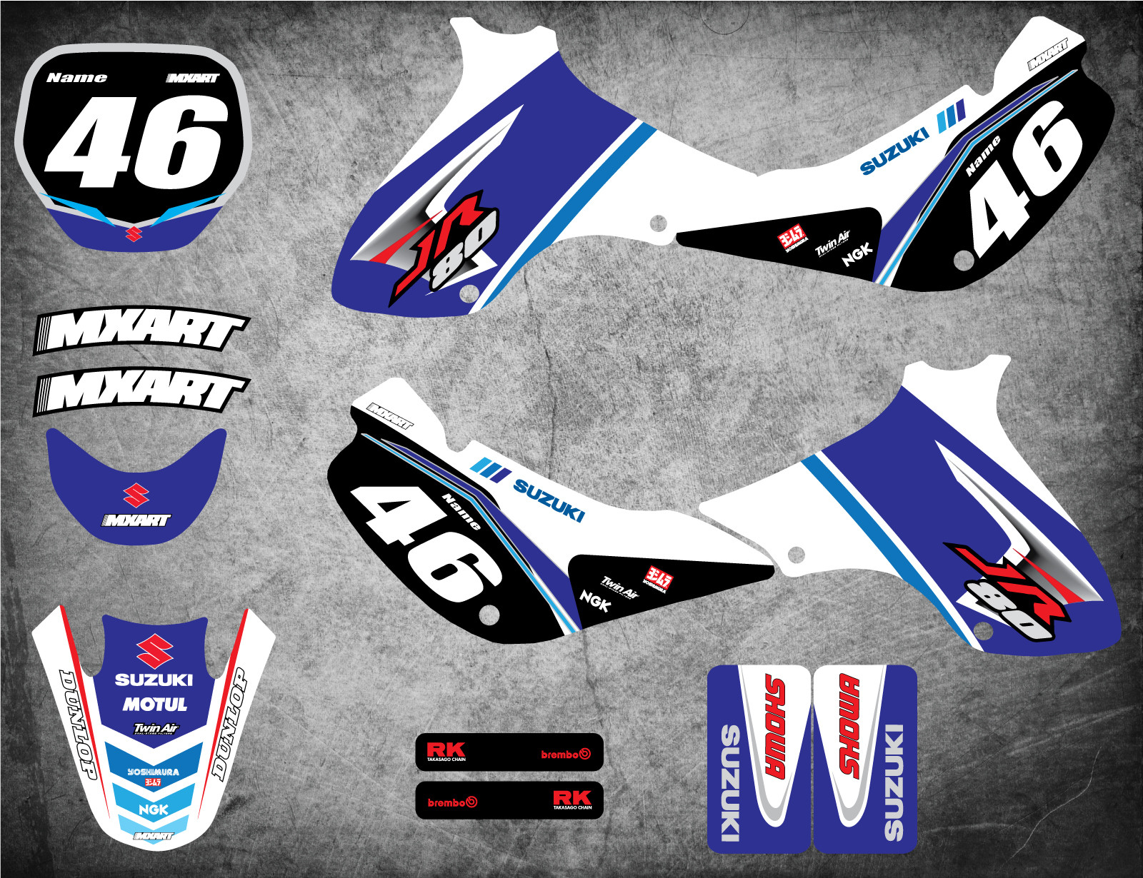 GSX Style sticker kit DRZ 70 JR80 : Motoxart