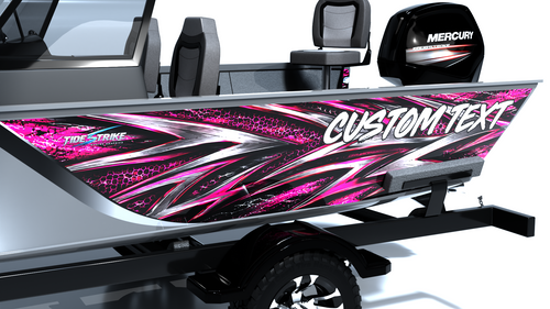 Custom Boat wrap pink close up