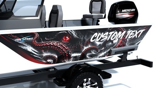 Custom boat wrap Kraken close up