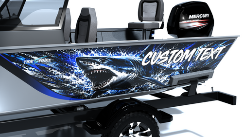 Custom boat wrap Mako Blue 2