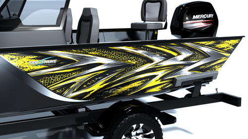 Shadow Strike Yellow Standard Series Boat Half Wrap – 3M Marine Graphics Kit