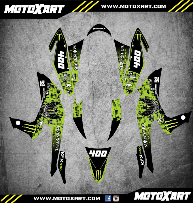 QUAD ATV Full custom graphics kit MONSTER Style Sticker Kit