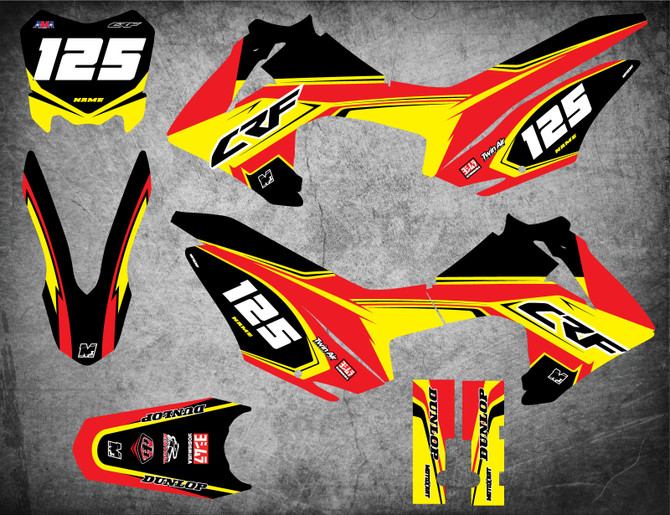 Image shows HONDA CRF 125 2013 2014 2015 2016 2017 2018 2019 2020 decal kit sticker kit