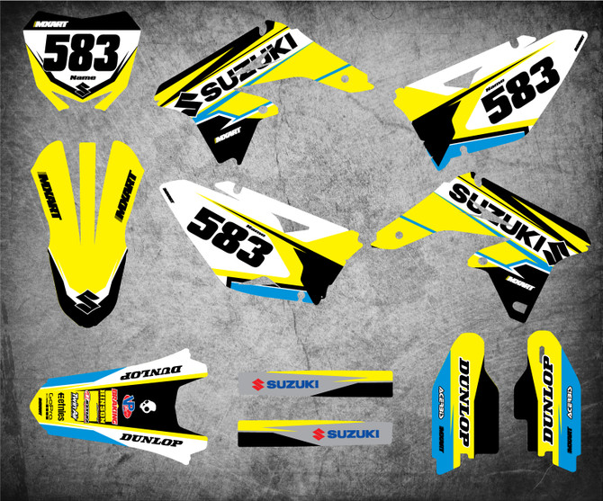 Image shows SUZUKI RMZ 250 2010 2011 2012 2013 2014 2015 2016 2017 2018 2019 decal kit sticker kit australia