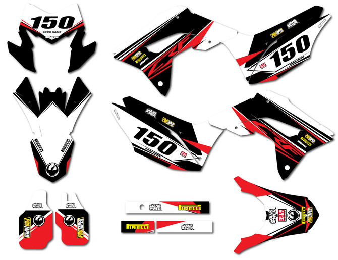 CRF 150 L sticker kit Australia. Image shows 2019 2020 2021 2022 CRF150L decals.