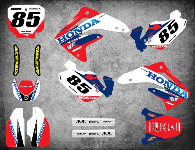 Image shows HONDA CR 85 2003 2004 2005 2006 2007 2008 2009 2010 2011 2012 moodel decal kit sticker kit