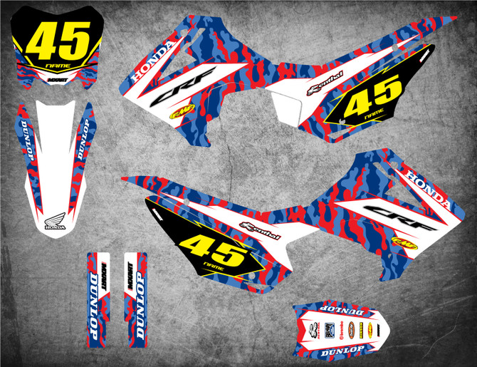 Honda CRF 110 graphics with free shipping in Australia, image shows 2013 2014 2015 2016 2017 2018 models.