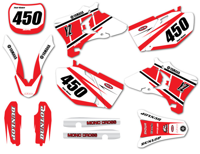 Yamaha YZ450F stickers Australia, premium quality Graphics for all Yamaha model dirt bikes, all our YZ450F retro graphics are made to order in our Brisbane factory.