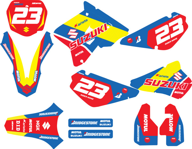 Suzuki RM 85 sticker kits Australia, all our Suxuki RM 85 graphics are produced using premium grade materials.