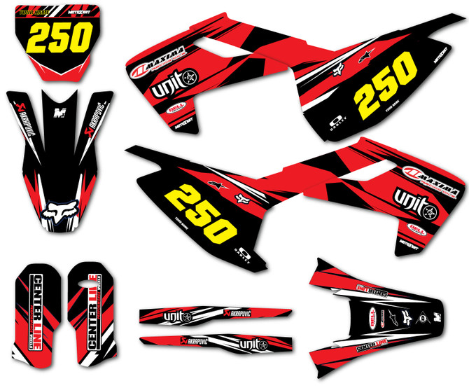 Husqvarna Full custom made decal kits produced with premium quality materials in Australia. All husky full stickers kits are made to order. Digger Red Style
