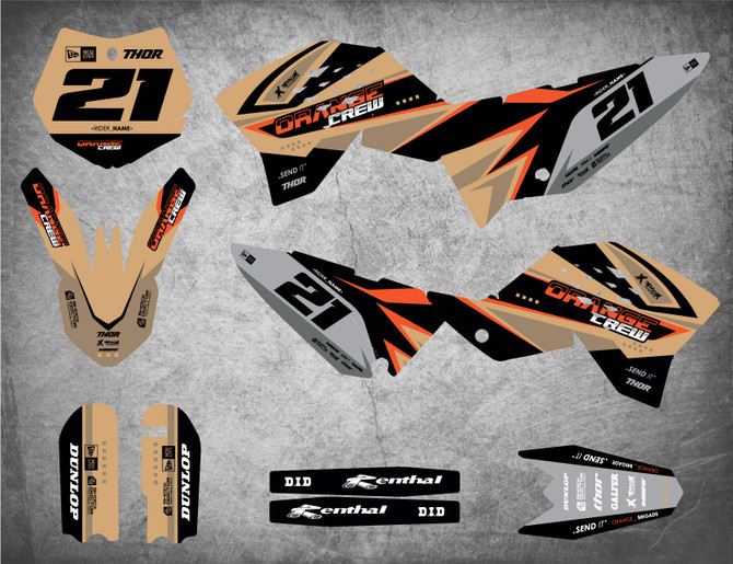 KTM graphics Australia. FREE SHIPPING. Fast turnaround. Pro grade materials. Image shows KTM 65 SX 2009 2010 2011 2012 2013 2014 2015 models.
