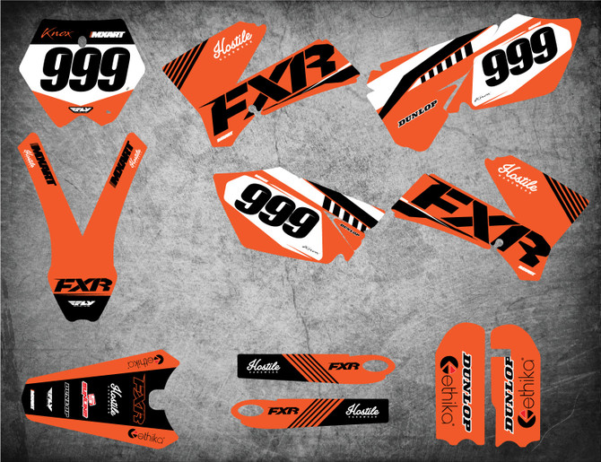 KTM custom sticker kits Australia free shipping on all KTM graphics in Australia, image shows KTM 85 2006 2007 2008 2009 2010 2011 2012