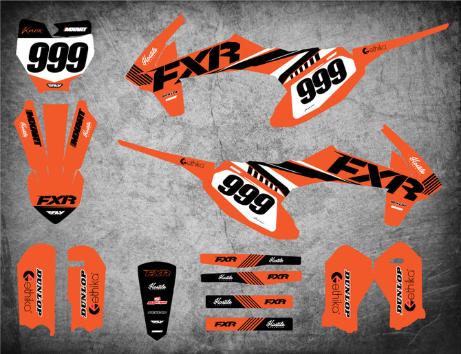 KTM graphics Australia. Image shows KTM 50 sticker kit 2016 2017 2018 2019 2020 2021 models