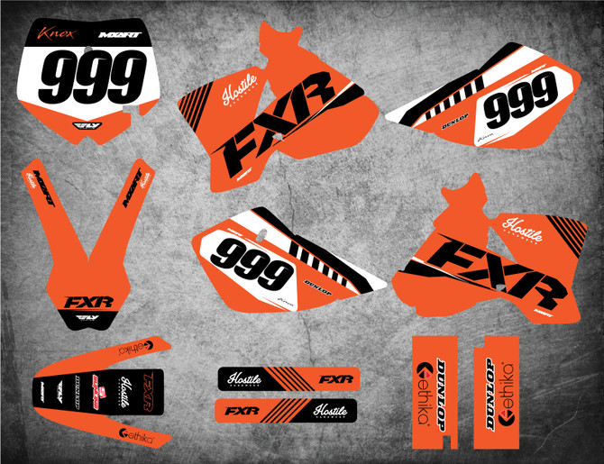 KTM 50 SX sticker kits Australia, image shows KTM 50 2002 2003 2004 2005 2006 2007 2008 model.