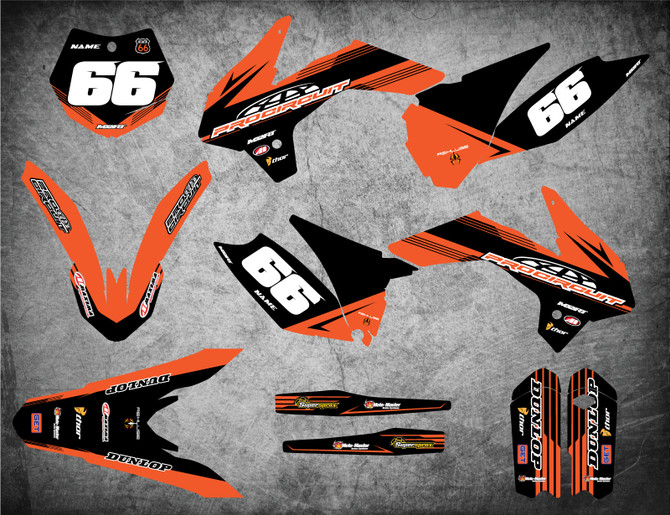 KTM 85 SX graphics Australia. Free shipping on all KTM sticker kits in Australia. Image shows KTM 85 2013 2014 2015 2016 2017 model decals.