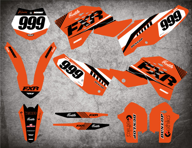 KTM graphics kits Australia. Image shows KTM SX SXF 2007 2008 2009 2010 model stic stickers.