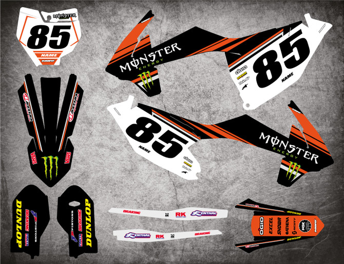 KTM 85 SX full graphics kit Australia, Premium grade material, free shipping, Fast turnaround on all motoxart KTM stickers kits Australia.