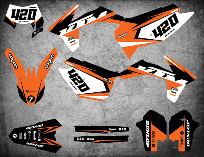 KTM EXC graphics kit fits models 2012 2013. Free shipping Australia. Premium quality.