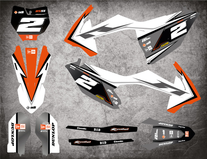 KTM graphics Australia, image shows KTM 85 SX sticker kit 2018 2019 2020 2021 model.