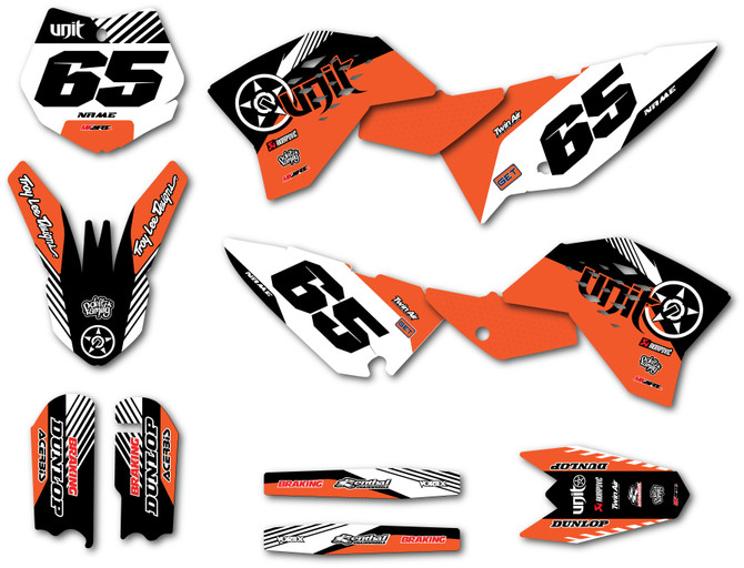 Motoxart sticker kit to suit KTM 65 models 2009 - 2015. Premium grade materials, worldwide shipping.