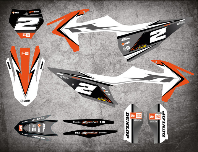 Pro grade KTM graphics Australia, image shows KTM SXF 450 2019 2020 2021 model, free shipping on all KTM sticker kits in Australia.