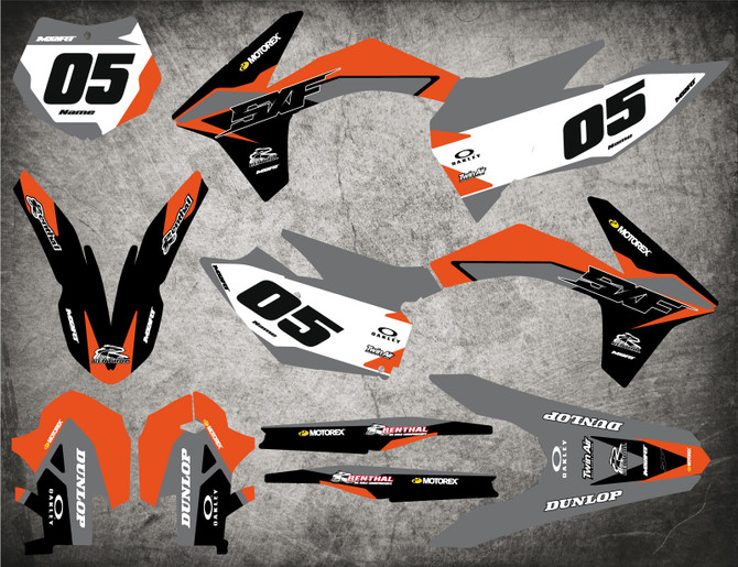KTM SXF graphics Australia, image shows 2011 2012 model sticker kits.