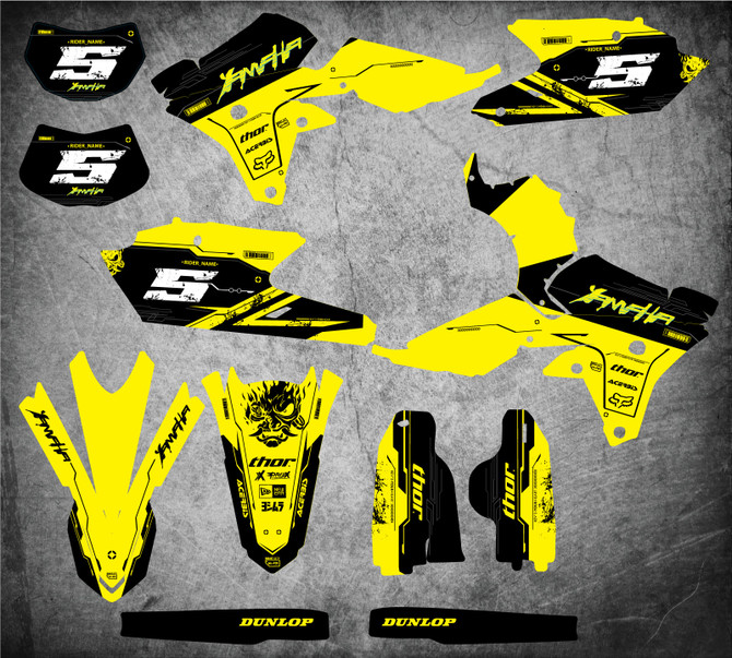 Premium graphics for Yamaha WRF 450 WR 450F 2016 2017 model sticker kit shown, all motoxart Yamaha decals are made in Australia.
