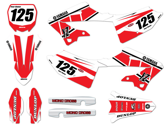 Yamaha YZ125 graphics Australia. All our YZ125 sticker kits a made from premium quality materials in our Brisbane factory.