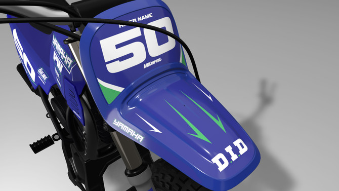 Yamaha PW 50 custom MX Graphics Sinister style decal kit Front view