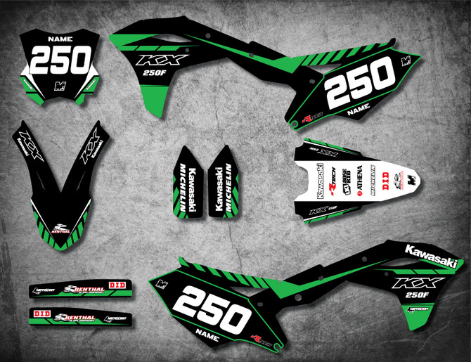 Kawasaki KX 125 graphics kits Australia. Premium quality kawasaki sticker kits. AIRO style decals. FREE SHIPPING.