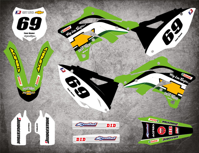 Sticker kits to suit Kawasaki KXF 250 2013 2014 2015 2016 models. Free shipping on graphics in Australia.