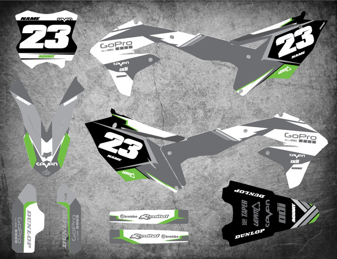 Kawasaki graphics kits Australia. Pro grade quality kawasaki KX 250 KXF 450  KLX 250 sticker kits. WARRIOR style decals. FREE SHIPPING. Australia's largest off road graphics supplier.